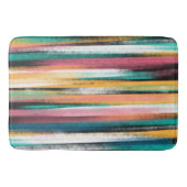 Moderne kleurige penseelstreken Stripes olieverf Badmat (Voorkant)
