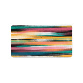 Moderne kleurige penseelstreken Stripes olieverf Etiket (Voorkant)