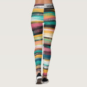 Moderne kleurige penseelstreken Stripes olieverf Leggings (Achterkant)