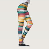 Moderne kleurige penseelstreken Stripes olieverf Leggings (Rechts)