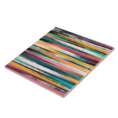 Moderne kleurige penseelstreken Stripes olieverf Tegeltje (Zijkant)