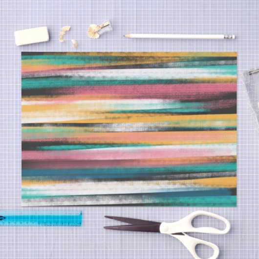 Moderne kleurige penseelstreken Stripes olieverf Tissuepapier (Craft)