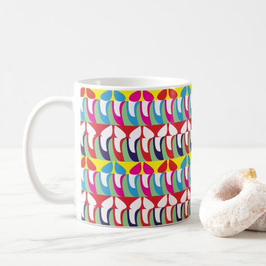 Moderne Kleurrijk Abstract Patroon Koffiemok (Met donut)