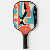 Moderne Kleurrijk Abstract Patroon met Monogram  Pickleball Paddle (Voorkant)