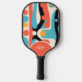 Moderne Kleurrijk Abstract Patroon met Monogram  Pickleball Paddle (Achterkant)