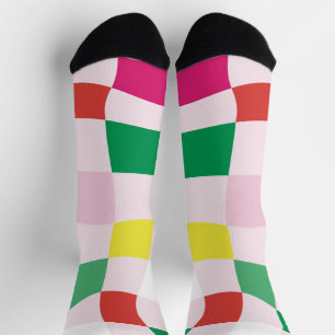 Moderne Kleurrijk Blokken Tartan Plaid Kerstmis Sokken