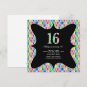 Moderne, kleurrijke 16 uitnodigingen (Voorkant / Achterkant)