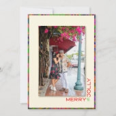 Moderne kleurrijke 1 foto kerstvakantie kaart (Voorkant)