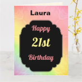 Moderne kleurrijke 21ste verjaardag kaart (Gele Bloem)