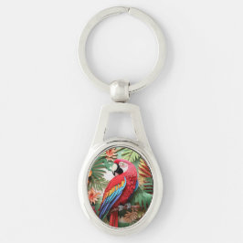 Moderne Kleurrijke 3D papegaai Vogelliefhebber Sleutelhanger