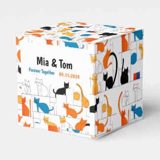 Moderne kleurrijke aangepaste elegante kat silhoue bedankdoosjes