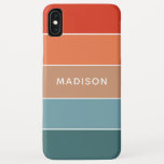 Moderne kleurrijke aarde Colorblock Persoonlijke n Case-Mate iPhone Case<br><div class="desc">Dit kleurrijke en moderne ontwerp biedt een kleurenblokpatroon in blauw,  bruin en oranje met uw gepersonaliseerde naam #iphone #hoesjes #iphonecases #electronics</div>