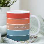 Moderne kleurrijke aarde Colorblock Persoonlijke n Koffiemok<br><div class="desc">Dit kleurrijke en moderne ontwerp is voorzien van een kleurenblokpatroon in blauw,  bruin en oranje met uw persoonlijke naam #mokken #coffeemugs #coffeemugs #tea #personalizedgiften</div>