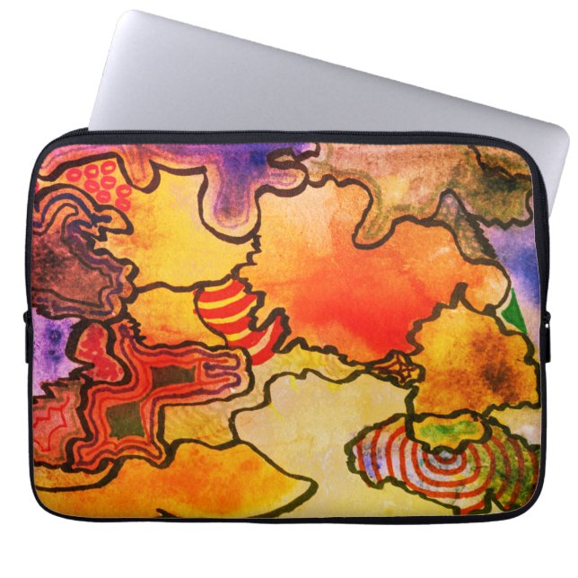 Moderne, kleurrijke abstracte afbeeldingen laptop sleeve (Voorkant)