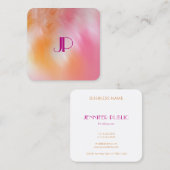 Moderne, kleurrijke Abstracte Art Elegant Monogram Vierkante Visitekaartje (Voorkant / Achterkant)