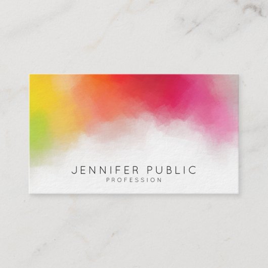 Moderne, kleurrijke Abstracte Art elegante Sjabloo Visitekaartje (Voorkant)