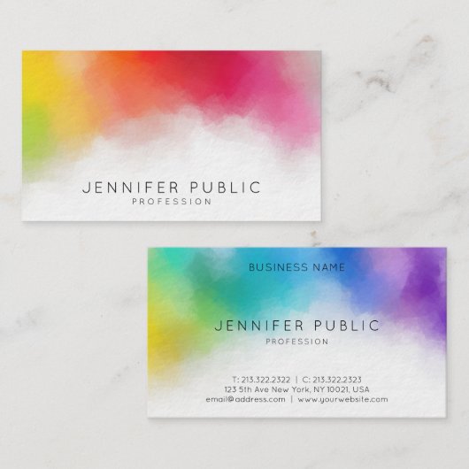 Moderne, kleurrijke Abstracte Art elegante Sjabloo Visitekaartje (Voorkant / Achterkant)