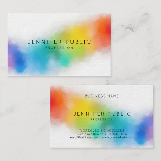 Moderne, kleurrijke Abstracte Art elegante Sjabloo Visitekaartje (Voorkant / Achterkant)