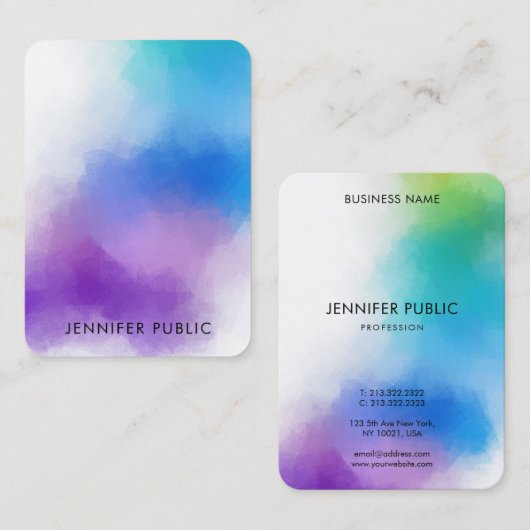 Moderne, kleurrijke Abstracte Art elegante Sjabloo Visitekaartje (Voorkant / Achterkant)
