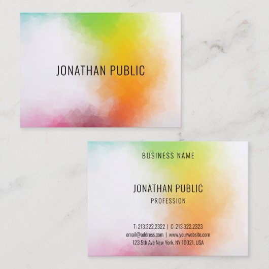 Moderne, kleurrijke Abstracte Art elegante Sjabloo Visitekaartje (Voorkant / Achterkant)