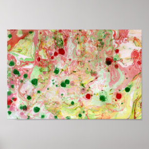 Moderne, kleurrijke Abstracte Art Green Roze Rood  Poster