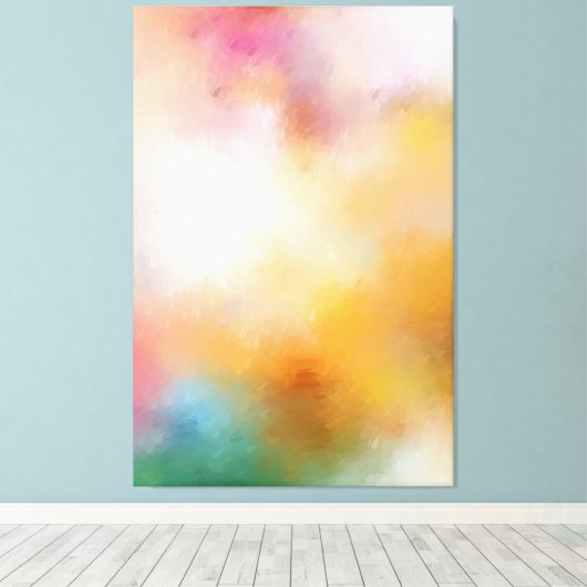 Moderne, kleurrijke Abstracte Art Red Yellow Blue  Canvas Afdruk (Insitu (Houten vloer))