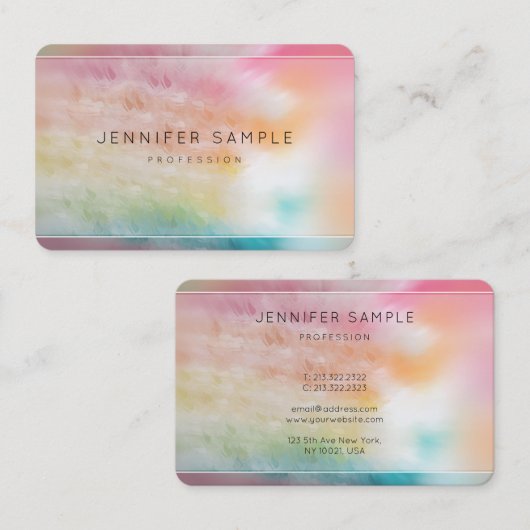 Moderne, kleurrijke Abstracte Art Trendy Sjabloon Visitekaartje (Voorkant / Achterkant)