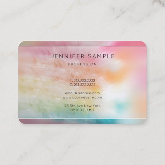 Moderne, kleurrijke Abstracte Art Trendy Sjabloon Visitekaartje (Achterkant)
