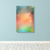 Moderne, kleurrijke Abstracte Art Yellow Blue Gree Canvas Afdruk (Insitu (Houten vloer))