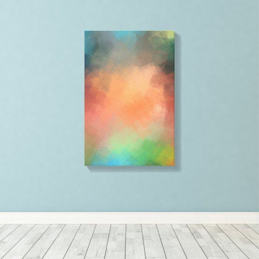 Moderne, kleurrijke Abstracte Art Yellow Blue Gree Canvas Afdruk (Insitu (Houten vloer))