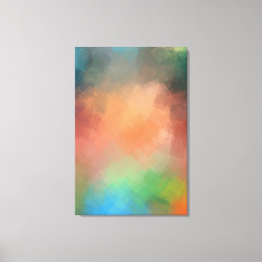 Moderne, kleurrijke Abstracte Art Yellow Red Blue Canvas Afdruk (Voorkant)