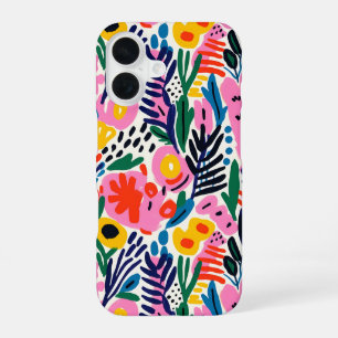 Moderne Kleurrijke Abstracte Bloemmotief iPhone 16 Hoesje