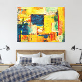 Moderne Kleurrijke Abstracte Expressie Canvas Afdruk (Insitu (Slaapkamer))