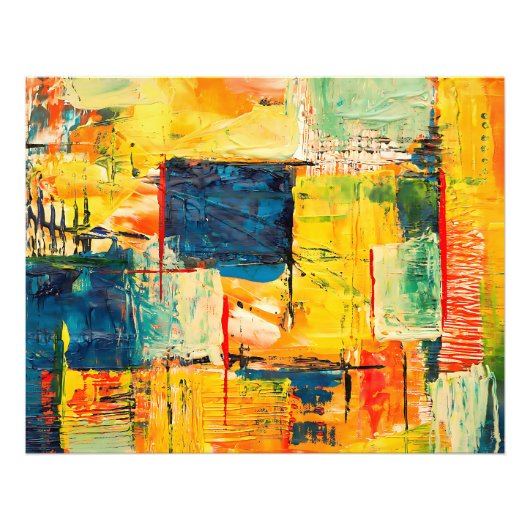 Moderne Kleurrijke Abstracte Expressie Foto Afdruk (Voorkant)