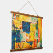Moderne Kleurrijke Abstracte Expressie Hangend Wandkleed (Gebogen)