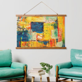 Moderne Kleurrijke Abstracte Expressie Hangend Wandkleed