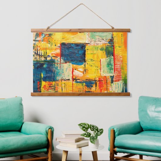 Moderne Kleurrijke Abstracte Expressie Hangend Wandkleed (Woonkamer)