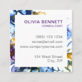 Moderne, kleurrijke Abstracte Fluid Art Vierkante Visitekaartje (Achterkant)