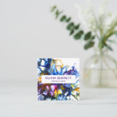 Moderne, kleurrijke Abstracte Fluid Art Vierkante Visitekaartje (Staand voorkant)