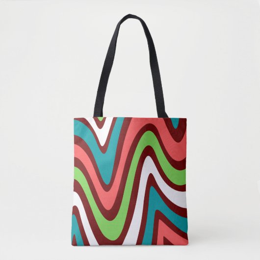 Moderne , kleurrijke abstracte golven tote bag (Voorkant)