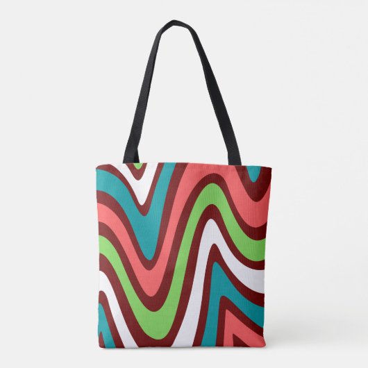 Moderne , kleurrijke abstracte golven tote bag (Achterkant)