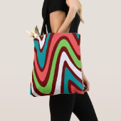 Moderne , kleurrijke abstracte golven tote bag (Dichtbij)