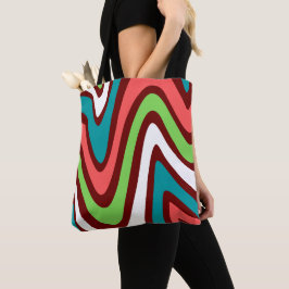 Moderne , kleurrijke abstracte golven tote bag