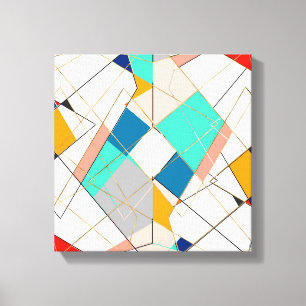 Moderne, kleurrijke Abstracte-gouden geometrische Canvas Afdruk