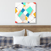 Moderne, kleurrijke Abstracte gouden geometrische  Canvas Afdruk (Insitu (Slaapkamer))