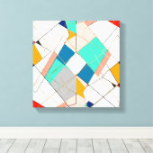 Moderne, kleurrijke Abstracte gouden geometrische  Canvas Afdruk (Insitu (Houten vloer))