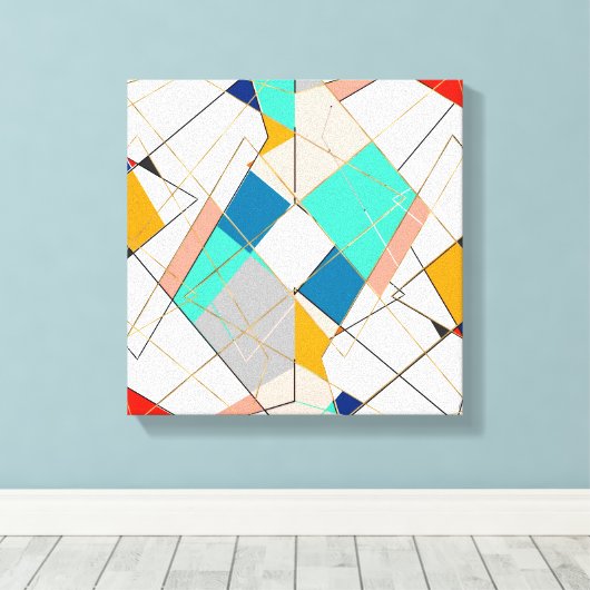 Moderne, kleurrijke Abstracte gouden geometrische  Canvas Afdruk (Insitu (Houten vloer))