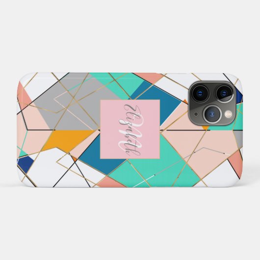 Moderne, kleurrijke Abstracte gouden geometrische Case-Mate iPhone Case (Achterkant (horizontaal))