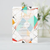 Moderne, kleurrijke Abstracte gouden geometrische  Kaart (Staand voorkant)