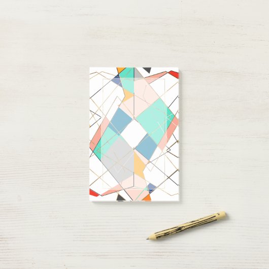 Moderne, kleurrijke Abstracte gouden geometrische  Post-it® Notes (Op bureau)